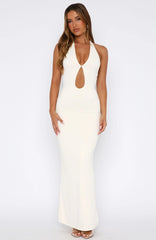 Set It Straight Halter Maxi Dress Cream
