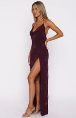 Slow Dancer Beaded Maxi Dress Deep Plum