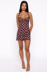 Admire You Mini Dress Choc/Cream Polka Dot