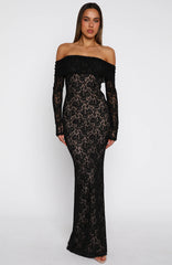 Be My Peace Lace Long Sleeve Maxi Dress Black