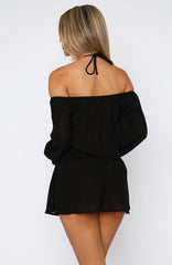 Back To Shore Long Sleeve Mini Dress Black