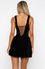 Midnight In Paris Velvet Mini Dress Black