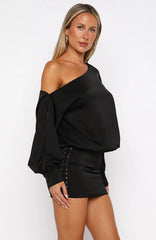 Love Letter Long Sleeve Mini Dress Black