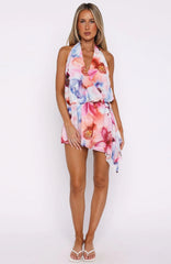 Time Of My Life Halter Mini Dress Orchid Bloom