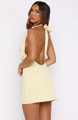 Luxury Living Halter Mini Dress Lemon