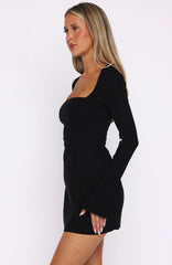 Living For Love Long Sleeve Mini Dress Black