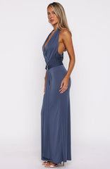 Too Hot For You Halter Maxi Dress Steel