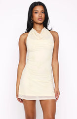 Between The Lines Beaded Mini Dress Off White