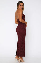Destiny Lace Maxi Dress Burgundy