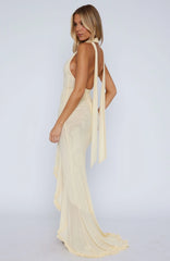 Let It Ride Halter Maxi Dress Lemon