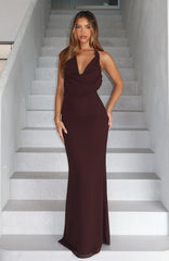 Always In Mode Halter Maxi Dress Chocolate